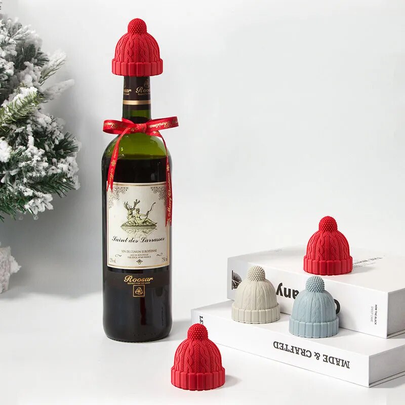 Bouchon de Bouteille en Silicone "Chapeau de Noël"