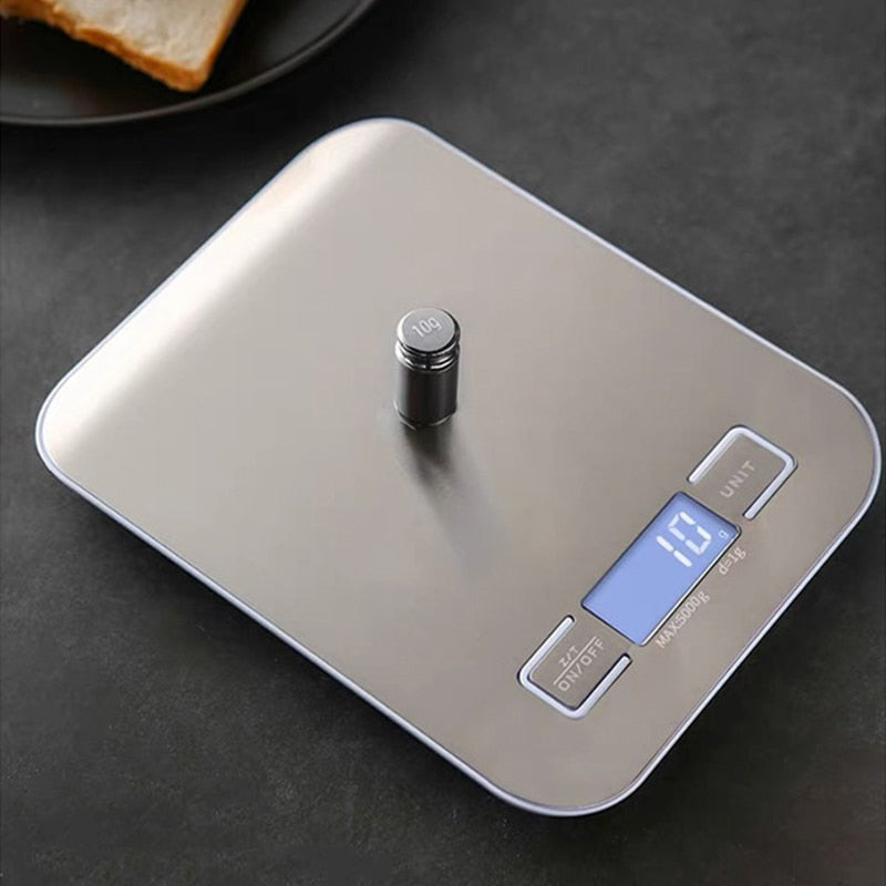 Balance de cuisine 10/5kg - Écran LCD, Fonction Tare, Conversion d'unité, Design Fin
